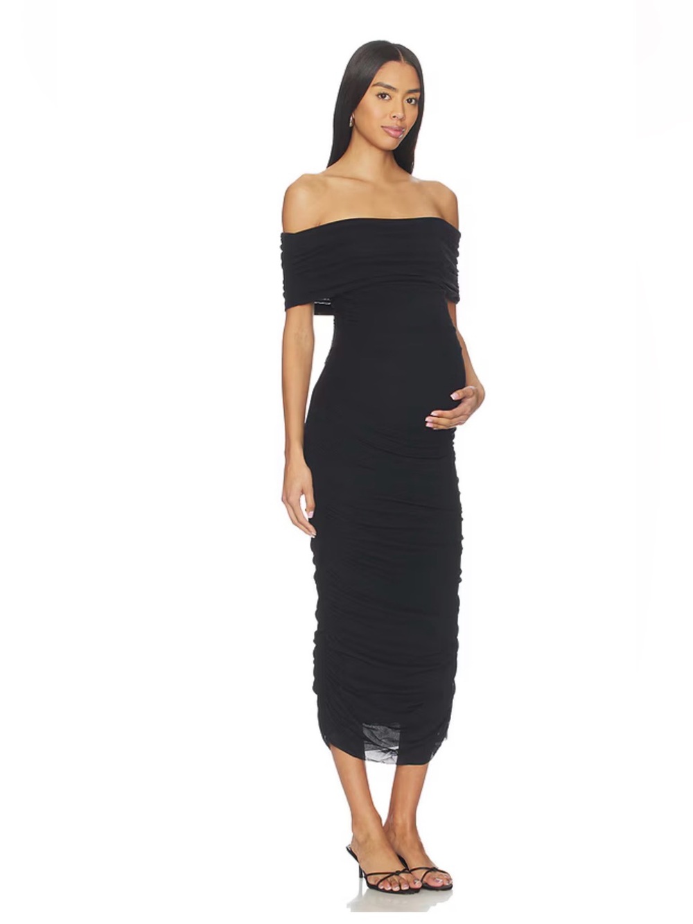 Bumpsuit Sleeveless Off The Shoulder Mesh Dress in Black